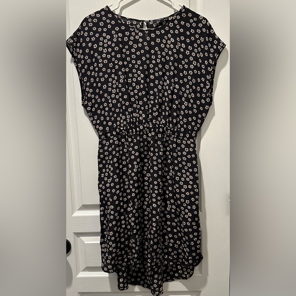 Madewell Madewell Dolman Sleeve Silk Stencil Blossom Hi-Low Mini Dress - Picture 3 of 8